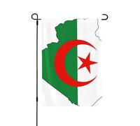 Drapeau de l'Algérie résistant aux intempéries, drapeau double face 71 x 102 cm, bannière décorative saisonnière pour jardin, cour et porche