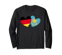 Drapeau de l'Allemagne Kazakhstan Cœur Amitié allemande kazakh Manche Longue