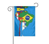 Drapeau de l'Amérique du Sud - Motif carte - 30,5 x 45,7 cm - Double face - Décoration d'intérieur et d'extérieur