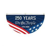 Drapeau de l'Amérique pour 250e anniversaire de mariage - Banderole commémorative 1776-2026 - Pour mur, porche, clôture, décoration extérieure (bleu C)