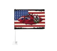 Drapeau de l'amitié américaine et bermudienne à fixer à la fenêtre d'une voiture ou d'un camion, protection solaire, bannière double face 30 x 45 cm (12 x 18 pouces).