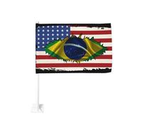 Drapeau de l'amitié Amérique-Brésil avec pince pour fenêtre de voiture, protection solaire, décoration, bannière double face 30 x 45 cm pour camion