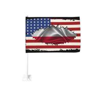 Drapeau de l'amitié Amérique-Pologne à accrocher à la fenêtre de voiture, protection solaire, bannière double face 30 x 45 cm pour camion