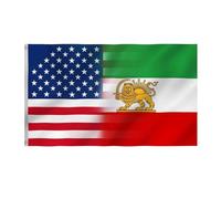 Drapeau de l'amitié de l'Iran des États-Unis, bannière résistante aux intempéries, 90 x 150 cm, drapeau de l'Iran avec lion et soleil, bannière décorative pour extérieur, couleur vive, pour cour