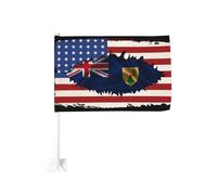 Drapeau de l'amitié des Îles Turques-et-Caïques (États-Unis) à fixer sur une vitre de voiture ou de camion, protection solaire, bannière double face 30 x 45 cm (12 x 18 pouces), idéal pour la décorat