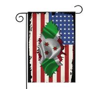Drapeau de l'amitié entre l'Amérique et le Burundi Drapeaux de jardin (12,5 x 18 pouces) - Bannière aux couleurs éclatantes pour décoration extérieure de jardin et de maison