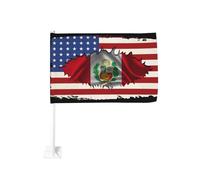 Drapeau de l'amitié entre les Américains et les Péruviens, à fixer sur une vitre de voiture ou un camion. Protection solaire. Bannière double face de 30 x 45 cm.
