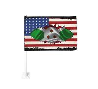 Drapeau de l'amitié entre les États-Unis et le Burundi, avec pince pour vitre de voiture, protection solaire, décoration, bannière double face 30 x 45 cm (12 x 18 pouces) pour camion.