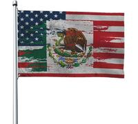 Drapeau de l'amitié entre les États-Unis et le Mexique, 3 drapeaux, bannière de 1,2 m x 1,8 m, décoration extérieure pour patio, pelouse et jardin, couleurs vives et résistantes à la décoloration