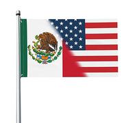 Drapeau de l'amitié entre les États-Unis et le Mexique, bannière de 3 x 5 pieds, affiche décorative, toile de fond, décoration murale, polyester, pour jardin, cour, maison, intérieur, extérieur