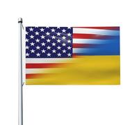 Drapeau de l'amitié ukrainienne et américaine 90 x 150 cm, résistant à la décoloration, pour extérieur, intérieur, maison, jardin, cour, panneau décoratif