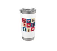 Drapeau de l'Angleterre avec bus de Londres Gobelet isotherme en acier inoxydable double paroi