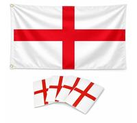 Drapeau de l'Angleterre de St George, croix anglaise de St George, 90 cm x 60 cm, double face avec œillets en laiton, plus 4 autocollants en vinyle de 180 mm x 120 mm