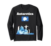 Drapeau de l'Antarctique Souvenir Penguin Lover Antarctic Trip Manche Longue
