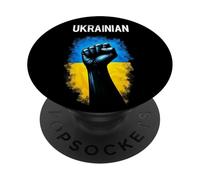 Drapeau de l'armée ukrainienne avec symbole trident PopSockets PopGrip Adhésif