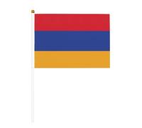 Drapeau de l'Arménie double face à manivelle 14 x 20,8 cm, utilisé pour la décoration de fête de vacances, les compétitions