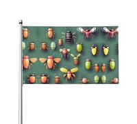 Drapeau de l'Atlas des insectes. Drapeau de jardin extérieur 0,9 x 1,5 m, bannière en polyester imprimé vif, facile à accrocher pour fête sur terrasse, camping.