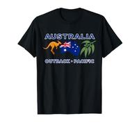 Drapeau de l'Australie Kangourou Eucalyptus Outback Pacific Art T-Shirt Graphique avec Valeur