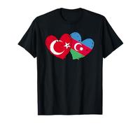Drapeau de l'Azerbaïdjan Turquie en forme de cœur Amitié azerbaïdjanaise turque T-Shirt