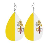 Drapeau De L'Église Catholique Romaine Femme Boucles D'Oreilles Faux Cuir Pendantes Dangle