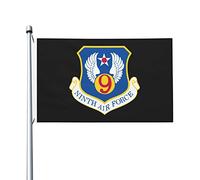 Drapeau de l'emblème de la Neuvième Force aérienne (Guerre froide) 90 x 150 cm, polyester résistant double face, bannière décorative extérieure, drapeau de bienvenue pour la maison, la terrasse ou