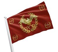 Drapeau de l'Empire romain Christian Western SPQR - Bannière européenne de la démocratie et de l'histoire de la Rome antique - Matériau de couleur antidécoloration - Convient pour la décoration