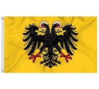Drapeau de l'Empire romain sacré 91 x 152 cm, fabriqué en tissu brillant - Soie - Couleurs vives et résistant à la décoloration, double couture imprimée drapeaux du Royaume d'Allemagne Décoration