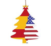 Drapeau de l'Espagne Américain Ornement en Bois Pendentif Arbre de Noël Forme 1 PC pour Arbre, Murale et Porte Décor - Style Vintage