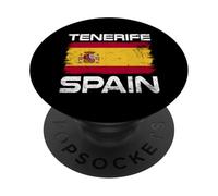 Drapeau de l'Espagne de Tenerife avec fierté Drapeau Espagnol PopSockets PopGrip Adhésif