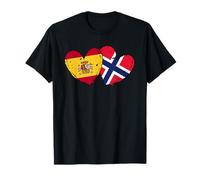 Drapeau de l'Espagne Norvège Cœurs Héritage Norvégien Espagne T-Shirt