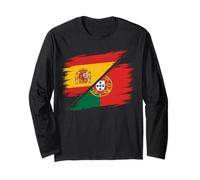 Drapeau de l'Espagne Portugal Porter Héritage Portugais Espagnol Manche Longue