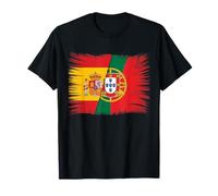 Drapeau de l'Espagne Portugal Porter Héritage Portugais Espagnol T-Shirt