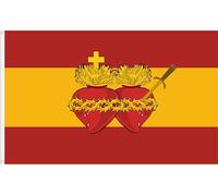 Drapeau de l'Espagne sacré Cœur de Jésus et Marie. Satin Premium 110 g. Grande taille 150 x 91 cm