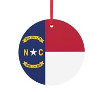 Drapeau de l'État de Caroline du Nord à suspendre au sapin de Noël avec ruban rouge