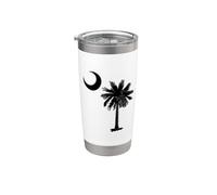 Drapeau de l'État de la Caroline du Sud Palmetto Tree Crescent Moon SC Gobelet isotherme en acier inoxydable double paroi