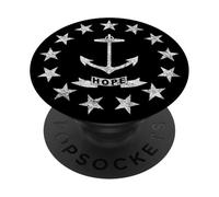 Drapeau de l'État de l'île Rhode (Blanc Vieilli) PopSockets PopGrip Adhésif