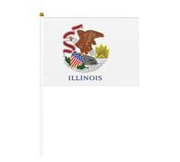 Drapeau de l'État de l'Illinois double face et mini drapeaux à bâton, adaptés pour la décoration de fête et les activités d'équipe