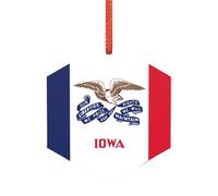 Drapeau de l'État de l'Iowa - Décoration de Noël pour mariage - Alternative moderne en acrylique aux décorations de Noël polyvalentes