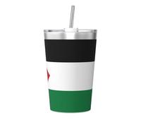 Drapeau de l'État de Palestine 355 ml Multifonctionnel Gobelet Paille Petit Pratique et Facile à Nettoyer Convient pour le bureau, l'école et la maison