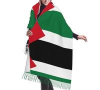 Drapeau de l'État de Palestine Écharpe à franges en cachemire pour femme - Enveloppement chaud - Parfait pour les robes de soirée, le temps froid et les cadeaux