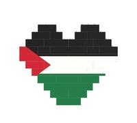 Drapeau de l'État de Palestine Imprimé Bloc de Brique Puzzle en Forme de Cœur pour la Saint-Valentin, Anniversaire, Mariage