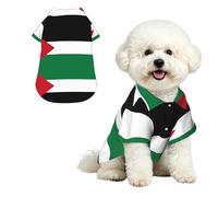 Drapeau de l'État de Palestine M Pet Chemise hawaïenne pour petits chiens - Tenue d'été mignonne pour la plage pour chiot - Vêtement doux et respirant avec boutons