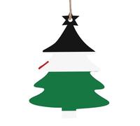 Drapeau de l'État de Palestine Ornement en Bois Pendentif Sapin de Noël 4 PCS pour Arbre, Mur et Porte Décor - Style Vintage
