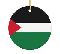 Drapeau de l'État de Palestine Ornements en Céramique Pendentifs Ronds Peuvent être accrochés sur les arbres de Noël ou les portes et fenêtres.