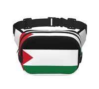 Drapeau de l'État de Palestine Unisexe Taille Réglable Carré Double Couche Ceinture Sac pour Activités de Plein Air Voyage Course Randonnée, Noir , Taille unique