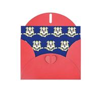 Drapeau de l'État du Connecticut Impression Love Buckle Papier nacré Cadeaux pour cartes d'anniversaire avec feuille d'accessoires, carte de notes, enveloppe