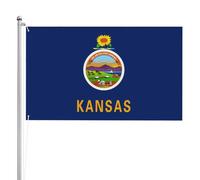 Drapeau de l'État du Kansas à double face 91 x 152 cm Drapeau d'extérieur lourd triple couche double face 91 x 152 cm Bannière de jardin en polyester