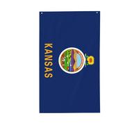Drapeau de l'État du Kansas. Drapeau décoratif d'extérieur 0,9 x 1,5 m, bannière verticale en polyester. Convient pour une utilisation en extérieur