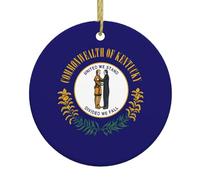 Drapeau de l'État du Kentucky Décoration de Noël à suspendre Cadeaux de Noël L'Étrange de Monsieur Jack Ornements ronds en porcelaine
