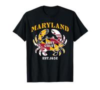 Drapeau de l'État du Maryland Crabe Côte Est 1652 T-Shirt